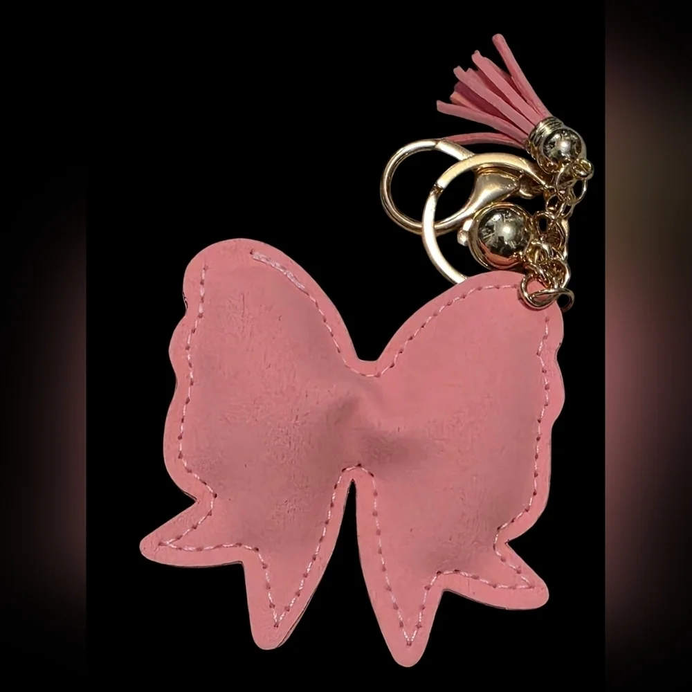 Pink Rhinestone Bow Bag Charm Keychain